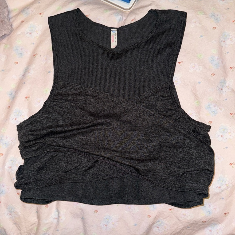 fp movement ribbed cropped tank with criss cross band